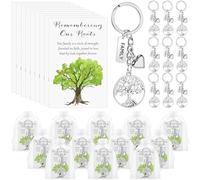 Remuuly 20 juegos de recuerdos de reunión familiar, 20 llaveros familiares, llavero de árbol genealógico, 20 tarjetas de recuerdo de nuestras raíces con bolsas de organza, regalos de reunión familiar