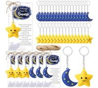 Remuuly 50 juegos de recuerdos de baby shower para invitados Twinkle Twinkle Little Star Moon llaveros de estrella Love You to the Moon and Back Llavero de goma tarjetas de agradecimiento para