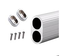 REMYS Aluminum Detachable Oval Wardrobe Tube Clothes Pole With Screws,Closet Rods For Hanging Clothes 50 60 70 80 90 100 110 120cm, Laundry Room/Balcony/Bathroom(Silver,100cm/39.4in)