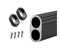 REMYS Aluminum Detachable Oval Wardrobe Tube Clothes Pole With Screws,Closet Rods For Hanging Clothes 50 60 70 80 90 100 110 120cm, Laundry Room/Balcony/Bathroom(Black,130cm/51.2in)