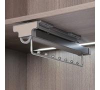 REMYS Aluminum Pull Out Track Wardrobe Rod for Laundry Room,Grey Closet Rod Extender Hanging, Hallway Entrance, Cabinet and Hotel, Load 50KG(46cm/18 inch)