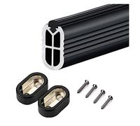 REMYS Cloakroom/Cupboard/Balcony Wall Mounted Hanging Clothing Pole,Aluminum Alloy Oval Closet Rods with Mute Anti-skid Strip, Load 150KG/330LBS(Black,110cm/43.3in)