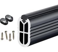 REMYS Metal 2.6mm Thick Wardrobe Rail Tube with Anti-slip Silence Strip & Flange Set,Heavy Duty Closet Rods for Hanging Clothes(Black,115cm/45.3in)