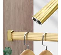 REMYS Portable Wall Mount Removable Wardrobe Garment Bar with Complete Kit,Gold Metal Closet Hanging Rod for Clothes Hangers, Rust Proof Shower Rods for Bathroom(160cm/63 in)
