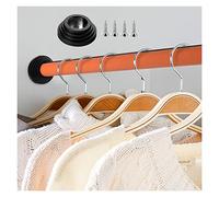 REMYS Round Aluminum Alloy Garment Bar with Leather Surface,Orange Closet Rods for Hanging Clothes, for Wardrobe/Laundry/Balcony, Custom Length(95cm/37.4")