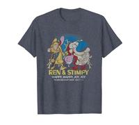 REN and Stimpy Happy Happy Joy Joy Since 1991 Camiseta, Hombre, Azul Jaspeado, L