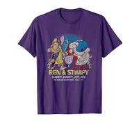 REN and Stimpy Happy Happy Joy Joy Since 1991 Camiseta, Hombre, Morado, L