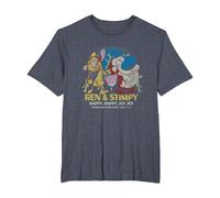 REN and Stimpy Happy Happy Joy Joy Since 1991 Camiseta, Hombre Tallas Grandes, Azul Jaspeado, 3X Alto
