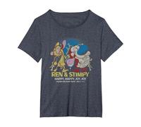 REN and Stimpy Happy Happy Joy Joy Since 1991 Camiseta, Mujer Tallas Grandes, Azul Jaspeado, 5XL Grande