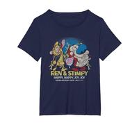REN and Stimpy Happy Happy Joy Joy Since 1991 Camiseta, Mujer Tallas Grandes, Azul Marino, 4XL Grande