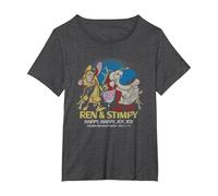 REN and Stimpy Happy Happy Joy Joy Since 1991 Camiseta, Mujer Tallas Grandes, Jaspeado Oscuro, 1XL Grande