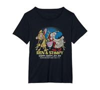 REN and Stimpy Happy Happy Joy Joy Since 1991 Camiseta, Mujer Tallas Grandes, Negro, 6XL Grande