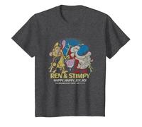 REN and Stimpy Happy Happy Joy Joy Since 1991 Camiseta, Niños, Jaspeado Oscuro, 12 años