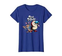 REN and Stimpy Logo with A Wink Camiseta, Mujer, Azul Real, M