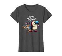 REN and Stimpy Logo with A Wink Camiseta, Mujer, Jaspeado Oscuro, XXL