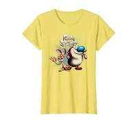 REN and Stimpy Logo with A Wink Camiseta, Mujer, Limón, M