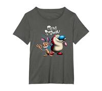 REN and Stimpy Logo with A Wink Camiseta, Mujer Tallas Grandes, Asfalto, 1XL Grande