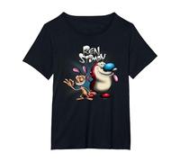 REN and Stimpy Logo with A Wink Camiseta, Mujer Tallas Grandes, Negro, 6XL Grande