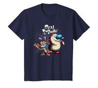 REN and Stimpy Logo with A Wink Camiseta, Niños, Azul Marino, 6 años