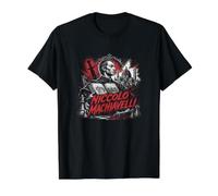 Renacimiento Niccolo Maquiavelo Filosofía del ajedrez Camiseta gráfica económica, Hombre, Negro, M