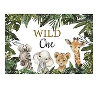 Renaiss 1.5x1.2m Animales de la Selva Wild One Fondo de fotografía Animales de Safari Telón de Fondo Verde Baby Shower Decoración de Fiesta de cumpleaños Pastel Mesa Banner Accesorios de Estudio