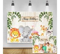 Renaiss 1.5x1.2m Telón de fondo de cumpleaños con tema de la selva, fondo de animales de Safari, elefante salvaje, mono, fotografía, fondo, niño, fiesta de cumpleaños, Banner, accesorios de estudio