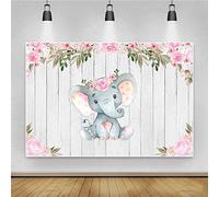 Renaiss 1.5x1m Elefante Floral Baby Shower Telón de Fondo Madera Flor Rosa Fotografía Fondo Es una niña Pastel Mesa Banner Niña Niño Decoración de Fiesta de cumpleaños Accesorios de Estudio