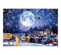 Renaiss 1.5x1m Telón de Fondo de la Noche de Navidad Fondo De Fotografía De Nieve Pesada De Ciudad De Invierno Decoración de Fiesta de Navidad de año Nuevo Accesorios de Vinilo para Fotos