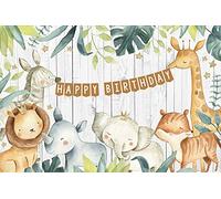 Renaiss 1.8x1.2m Fondo de fotografía de Animales de Safari de la Selva Fondo de cumpleaños de Madera Blanca decoración de Fiesta temática de zoológico de Vida Silvestre Accesorios de Estudio