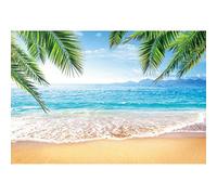 Renaiss 1.8x1.2m Fondo de Playa de Verano Tropical Hawaii Seaside Palm Leaves Fotografía Telón de Fondo Naturaleza Paisaje Boda Cumpleaños Fiesta Decoración Viajes Photo Booth Props Vinilo