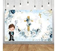 Renaiss 1.8x1.2m Fondo de Primera comunión Fondo De Fotografía De Bautismo De Niños Pancarta para Mesa de Pastel con decoración de Fiesta de Dios recién Nacido Accesorios para Fotos de Vinilo
