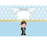 Renaiss 1.8x1.2m Mi Comunión Telón de Fondo para niños Azul Fondo de fotografía Recién Nacido Cumpleaños Decoración de Fiesta de Bautismo Banner de Mesa de Pastel Accesorios para Fotos