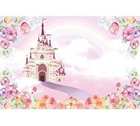 Renaiss 1.8x1.2m Telón de Fondo de Castillo Rosa Floral Arco Iris Nube Cuento de Hadas Fondo de fotografía Baby Shower Princesa Niño Niña 1er cumpleaños Fiesta Decoración Banner Photo Studio Props