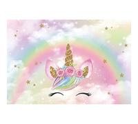 Renaiss 1.8x1.2m Unicornio Cielo del Arco Iris Fondo Nubes de Colores Estrella Dorada Fondo de fotografía Baby Shower Fiesta de cumpleaños de niña Decoración Postre Mesa Bandera Accesorios para Fotos