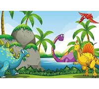 Renaiss 2.2x1.5m Fondo de fotografía de Dinosaurio Jurásico de Dibujos Animados Parque de Dinosaurios Fondo de fotografía Chico Niño Retrato Disparo Fiesta de cumpleaños Banner Accesorios de Estudio