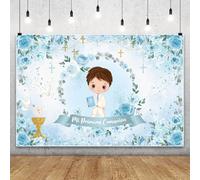 Renaiss 2.2x1.5m Mi Primera Comunión Telón de Fondo del Partido Dios Bendiga Bautizo Fotografía Fondo Niño Bautizo Ceremonia Cumpleaños Decoración Banner Vinilo Foto Props