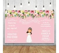 Renaiss 2.2x1.5m Mi Primera comunión telón de Fondo Dios Bendiga Bautismo fotografía Fondo niñas recién Nacido Primera comunión Fiesta Decoraciones Pastel Mesa Banner Vinilo Foto Estudio Accesorios