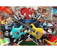 Renaiss 2.5x1.8m Graffiti Guitar Backdrop Graffiti Brick Wall Fotografía Fondo 80S 90S Rock Style Party Banner Decoración Niño Adulto Retrato Disparo Vinilo Photo Studio Props