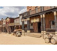 Renaiss 2.5x1.8m Pueblo de la Ciudad Occidental Fondo Estilo Salvaje Oeste Vaquero Fondo de fotografía Decoración de Fiesta Hombre Niños Adultos Retrato Accesorios de Estudio fotográfico Vinilo