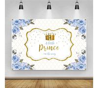 Renaiss 2.7x1.8m Flor Azul Corona Dorada Fondo de Ducha de bebé Un principito en el Camino Fondo de fotografía Niño Niño 1er cumpleaños Decoración de Fiesta Accesorios de Estudio