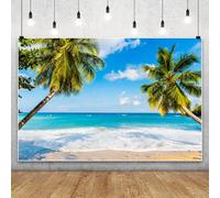 Renaiss 2.7x1.8m Verano Mar Playa Telón de Fondo Seaside Palm Vacaciones Fotografía Telón de Fondo Cumpleaños Fiesta de Bodas Decoración Niños Retrato de Familia Shooting Vinilo Photo Props