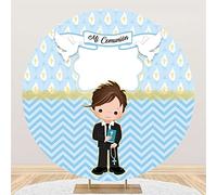 Renaiss 2m Mi Bautizo Redondo Telón de Fondo Primera Comunión Azul Fondo Fotografico Baby Shower Caballero Niño Bautizo Fiesta Decoración Atrezzo Estudio Poliéster