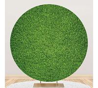 Renaiss 2x2m Césped Verde Telón De Fondo Redondo Muro de Hierba Fondo de fotografía Poliéster Telón De Fondo Redondo Cubierta de Soporte por Baby Shower Boda Cumpleaños Fiesta Decoración