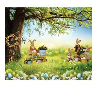 Renaiss 3x2.5m Primavera Pascua Telón de Fondo Pastizales Árboles Conejito Huevos de Pascua Fotografía Fondo Fiesta de Cumpleaños Decoración Los niños del bebé Retrato Shooting Foto Props