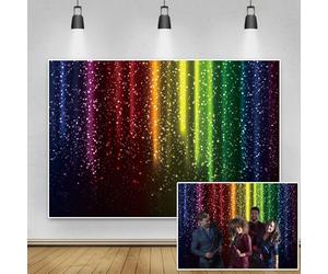 Renaiss 3x2m Fondo de fotografía de Vinilo Fondo de neón de Arco Iris con Brillo Colorido Música Danza Discoteca Let's Glow decoración de Fiesta niños Adultos cumpleaños Banner Photo Booth Props