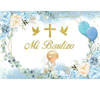Renaiss 3x2m Fondo de mi Bautismo para niño Flor Azul Dios Bendiga Fondo de fotografía Primera comunión Baby Shower Recién Nacido Fiesta de cumpleaños Decoración Vinilo Foto Props