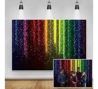 Renaiss 4.5x3m Fondo de fotografía de Vinilo Fondo de neón de Arco Iris con Brillo Colorido Música Danza Discoteca Let's Glow decoración de Fiesta niños Adultos cumpleaños Banner Photo Booth Props