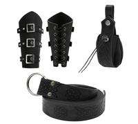 Renaissance Accessories -Belt Pouch Purse Vikīng Bracer Hook | Dress Up Knight Belt With Wristband Waist Bag | For Stage Performance Content Creators Collectors Comic | Artificial Leather 16x4cm