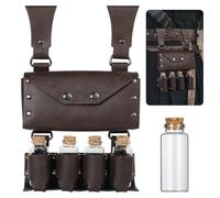 Renaissance Alchemy - Riñonera de piel sintética con 4 viales de corcho, riñonera vikinga para hombres y mujeres, ideal para ferias renacentistas