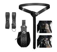 Renaissance Belt Kit, Cosplay Accessories, Costume Utility Pouch for Adults Halloween Festival Theater, Medieval Belt Bag Set, Vintage Gear, Collectors Events Parties, Brown, Black